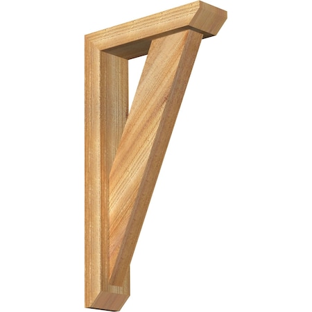 Ekena Millwork Traditional Slat Rough Sawn Bracket w/ Offset Brace, Western Red Cedar, 4"W x 14"D x 26"H BKT0402X14X26TRA06RWR